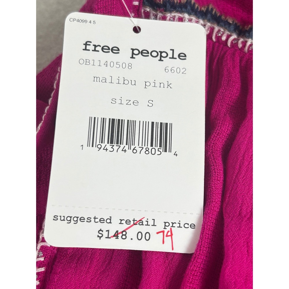NWT Free People Mini Dress Women S Malibu Pink Boho Embroidered 02178 - Picture 6 of 14